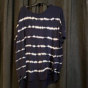 Navy and White Tie-Dye Top